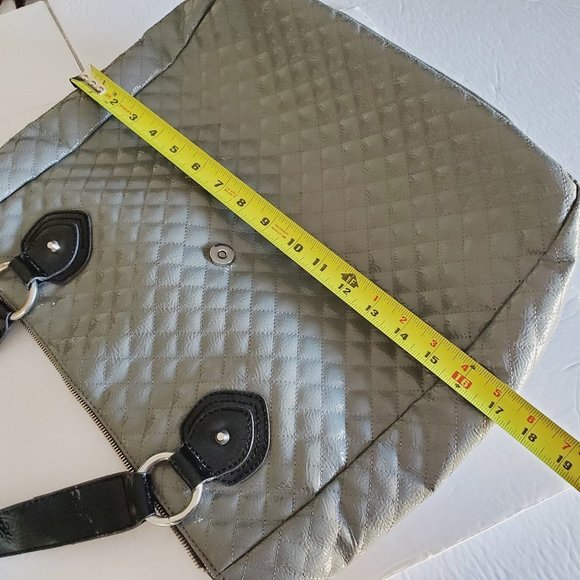 GUESS Grey Patent Wall Street Tote Bag - Picture 15 of 16